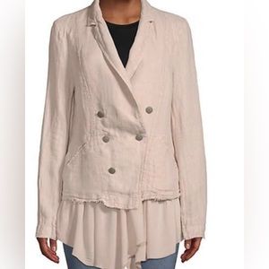 Layered Ruffle Linen Blazer Free People Jacket Size Large Rose Jacket